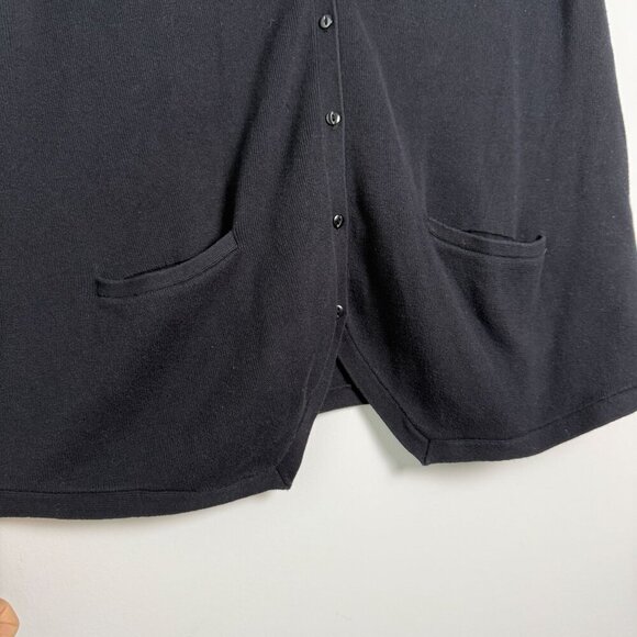 Norma Kamali Slouchy Knit Cardigan Sweater Vest 100% Cotton Black Size XL - Picture 4 of 4